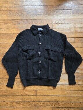 Paul Smith M Black Chunky Two Pocket Black Cardigan Made In England